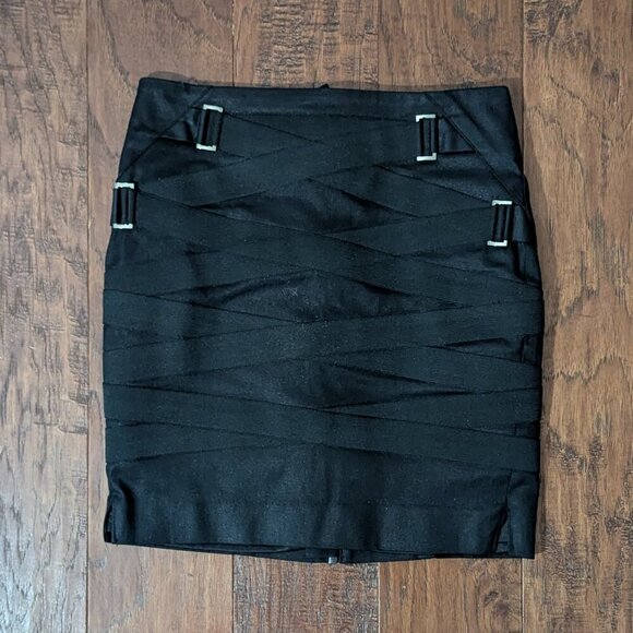 Rock & Republic Rosalie Bandage Buckle Skirt Cynical Black 0 - Picture 2 of 11